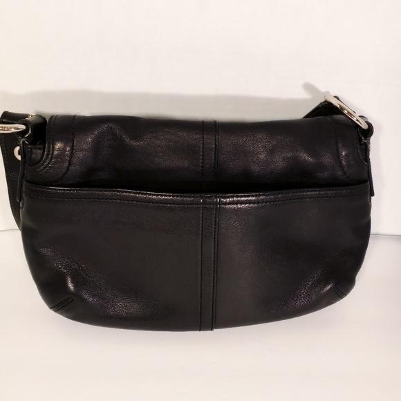 Coach Black Leather Shoulder Bag Pockets! - Picture 4 of 7
